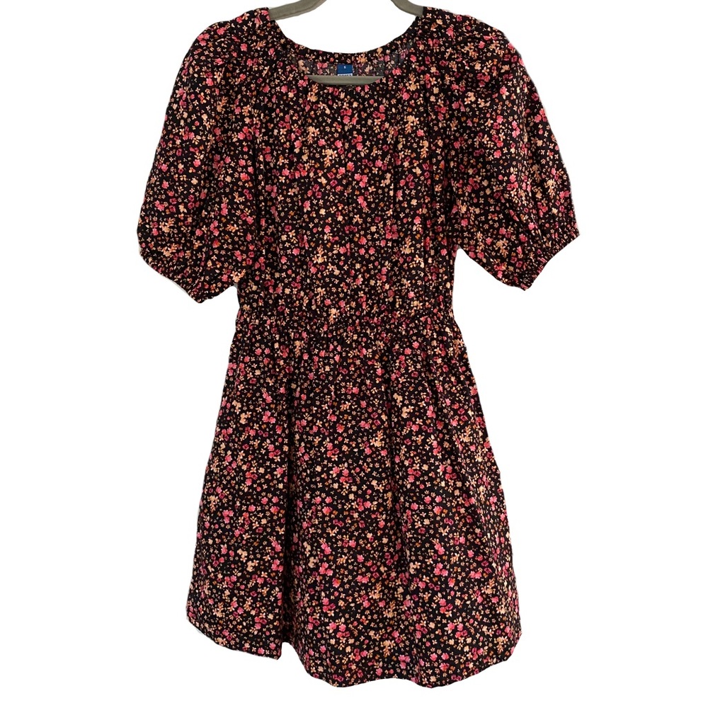 Old Navy Ditsy Moody Floral Dark Romantic Puff Sleeve Mini Dress Small